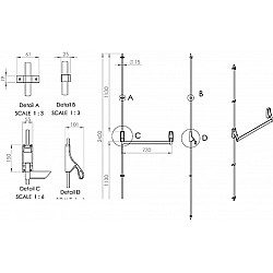 Single Push Bar Non-Handed Vertical Panic Bolt - For Escape Doors Emergency Exit