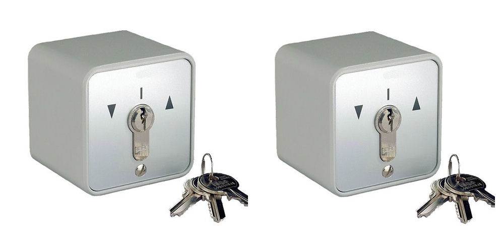 Pair of KEYED ALIKE Roller Shutter Industrial Key Switches - IP54